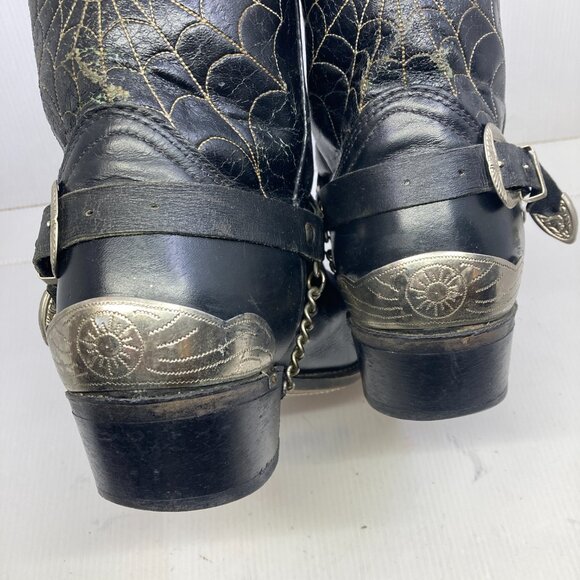 Vtg DURANGO western cowboy rockabilly harness metal tips cobweb mens sz 10 1/2EE - Picture 5 of 13